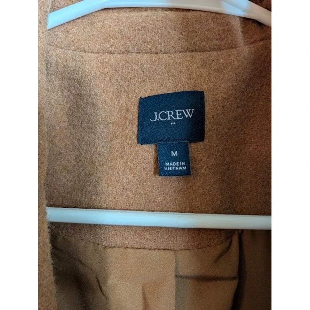 J. Crew Patch‎ Pocket Topcoat Women M Brown Camel Wool Blend Button Up Jacket